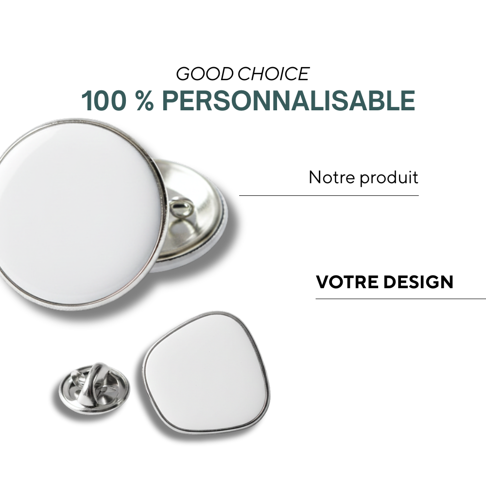 Cognac | Pins oval en métal avec doming