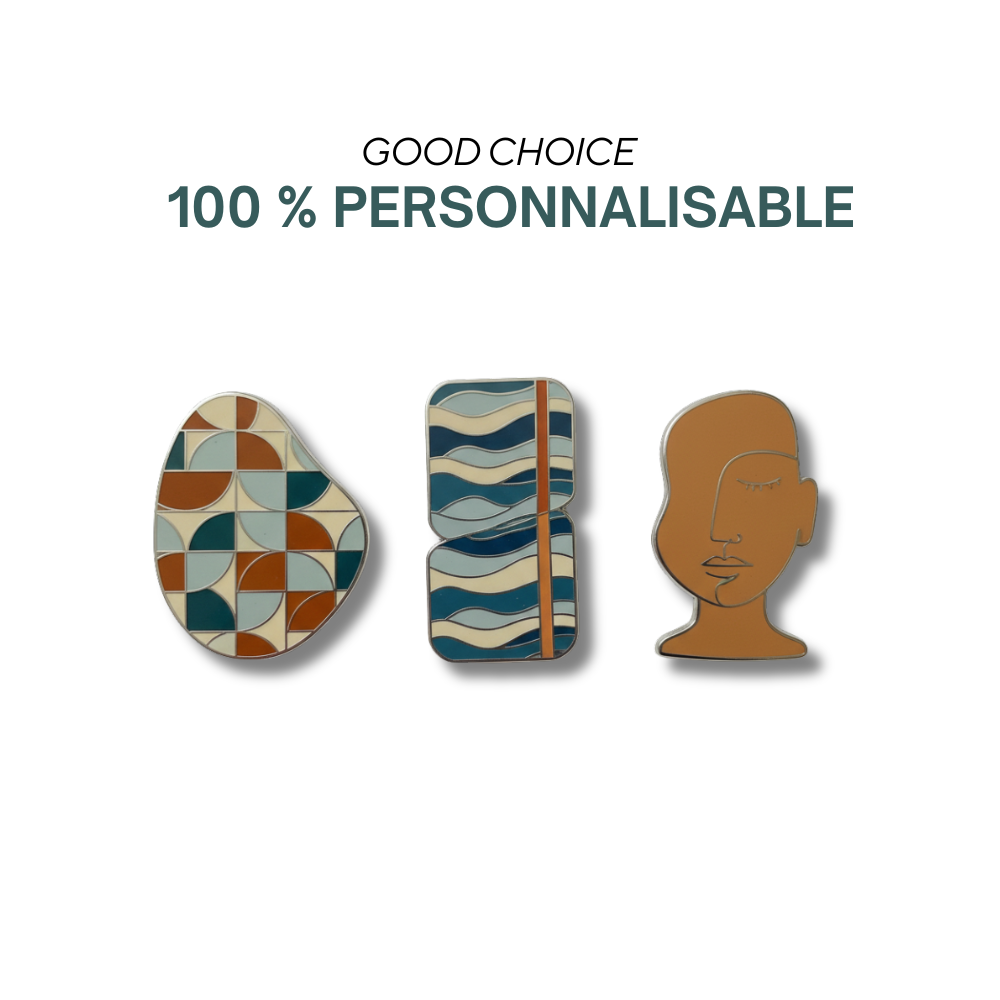 Cognac | Pins oval en métal avec doming