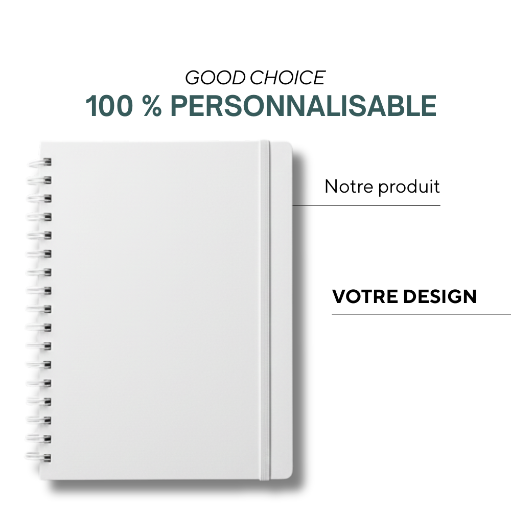 Verona | Carnet à couverture rigide en papier recyclé A5 avec feuilles imprimées selon votre design.