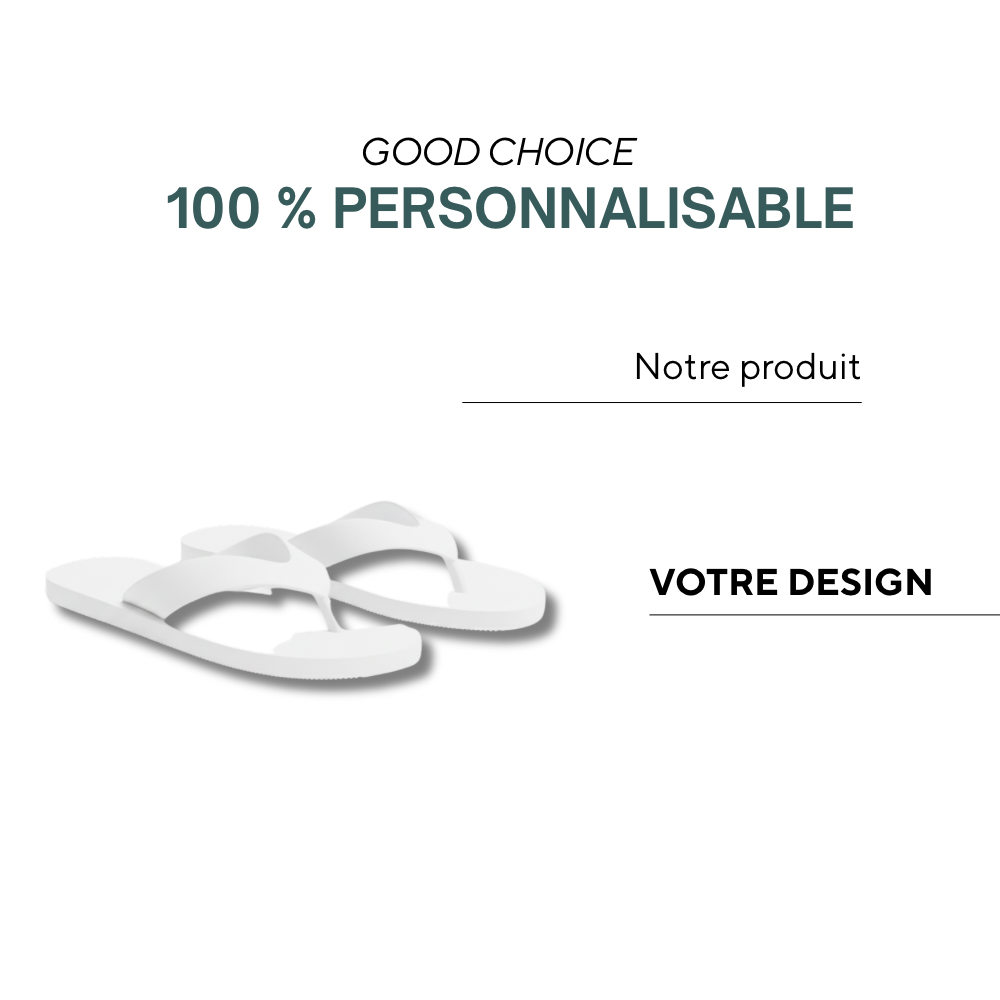 Cauterets | Tongs à triple épaisseur: laissez les empreintes de votre logo dans le sable.