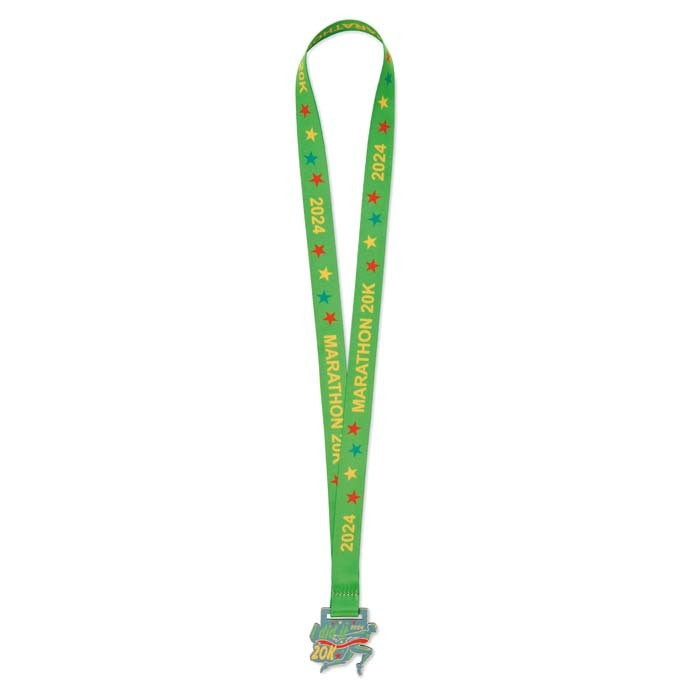 Issoire | Médaille en bois de forme personnalisée. Ruban cousu en boucle.