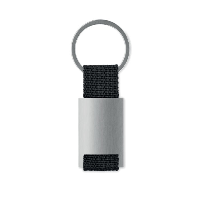 Cannes | Porte-clés rectangulaire en alliage de zinc. Sangle en PE