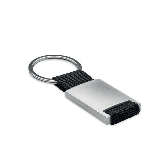 Cannes | Porte-clés rectangulaire en alliage de zinc. Sangle en PE