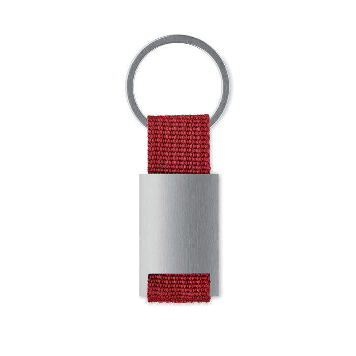 Cannes | Porte-clés rectangulaire en alliage de zinc. Sangle en PE