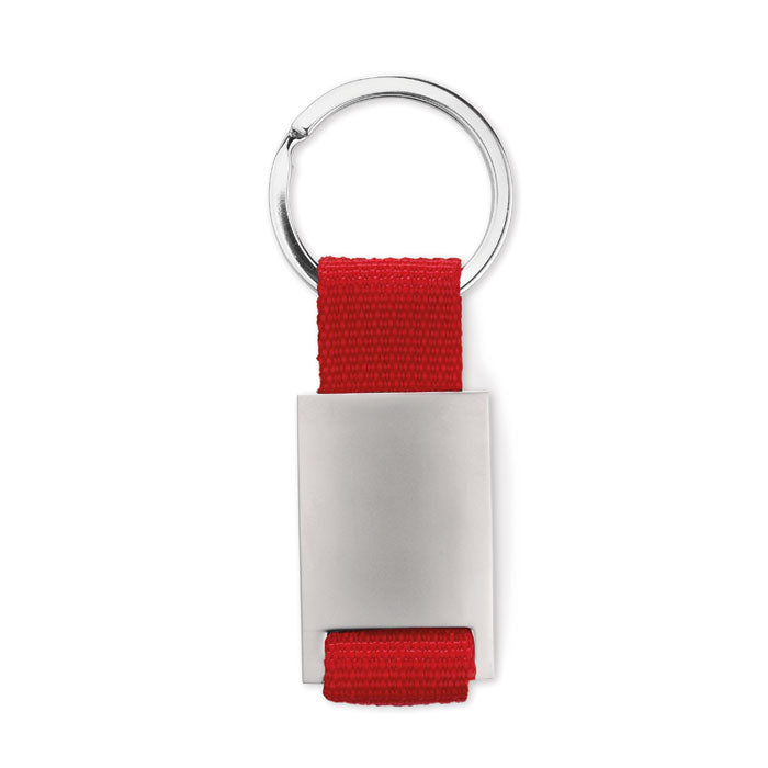 Cannes | Porte-clés rectangulaire en alliage de zinc. Sangle en PE