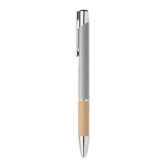 Abidjan | Stylo à bouton poussoir en aluminium avec prise en bambou