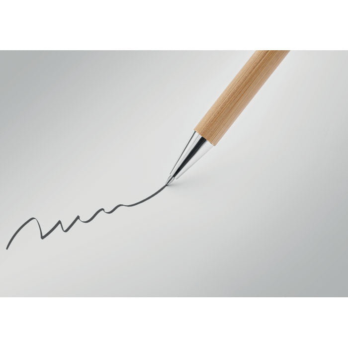 Papeete | Stylo bille twist en bambou avec embout métallique. Encre bleue