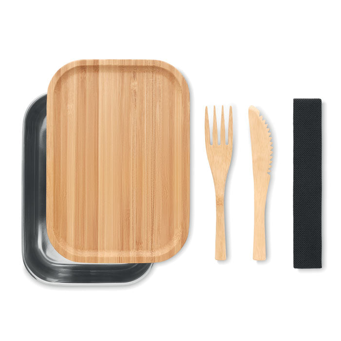 Prague | Lunchbox en acier inoxydable avec couverts pas cher